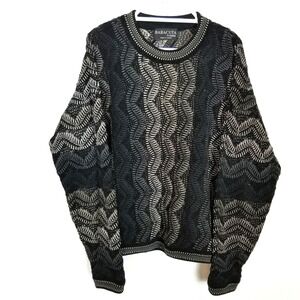 Baracuta Tundra Men's Coogi Style 3D Knit Sweater Sz XL Vintage 90s Hip Hop